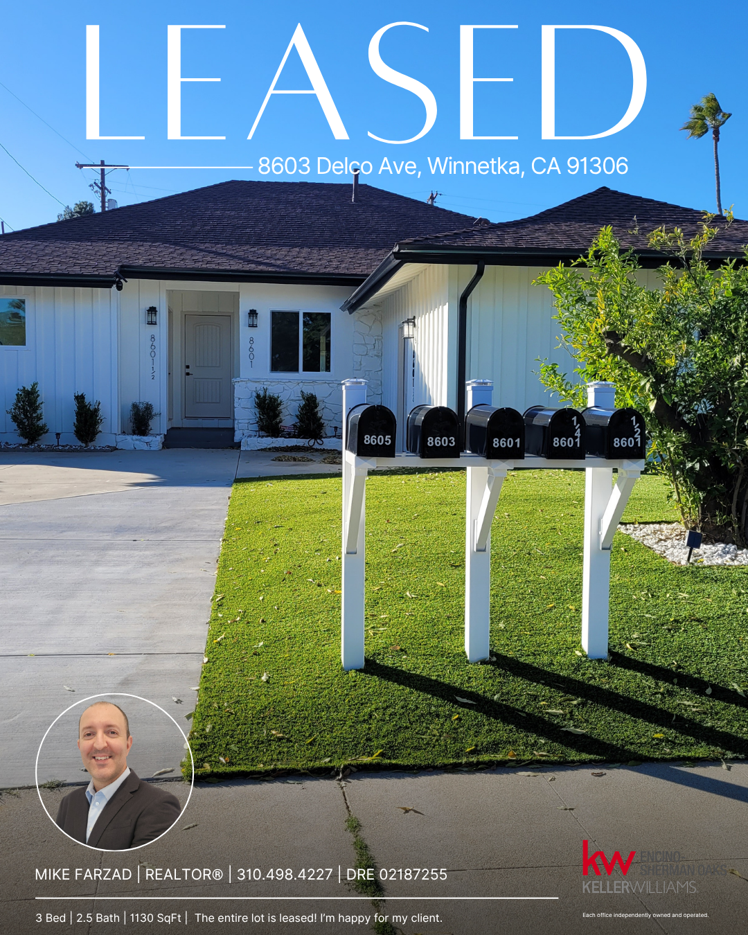 LEASED! 8603 Delco Ave, Winnetka Southern California real estate listing